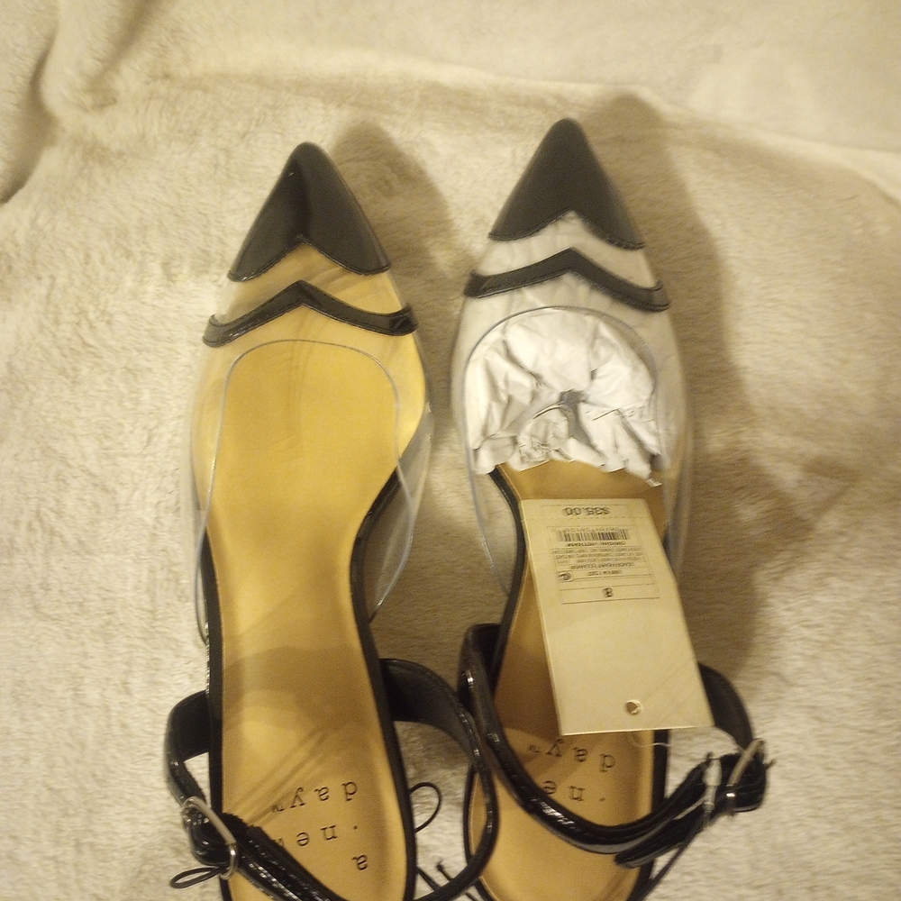 A New Day Black and Clear Low Heels - Picture 2 of 4